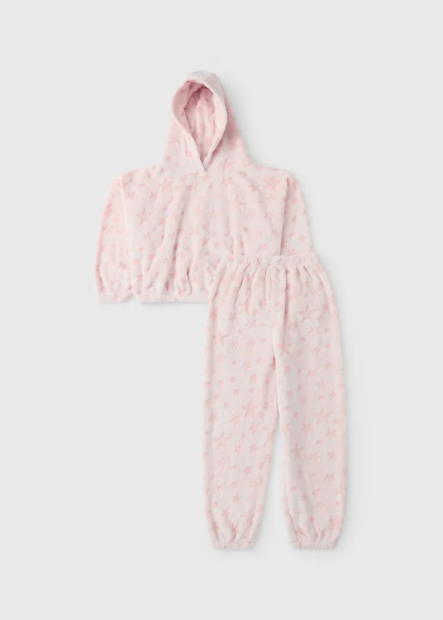 Girls Pink Star Fleece Pyjamas (7-13 yrs)