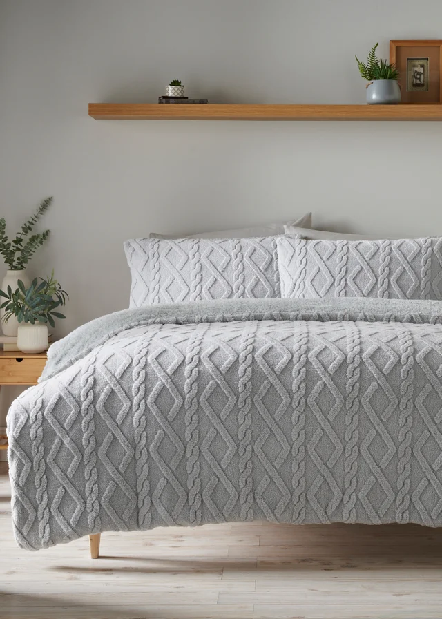 Grey Cable Knit Duvet Set