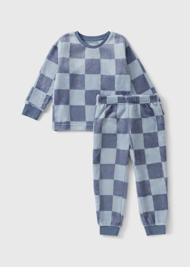 Boys Blue Checkerboard Pyjamas (1-13 yrs)
