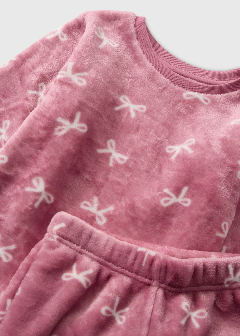 Girls’ Pink Bow Print Fleece Pyjama Set (1-13yrs) - 1-1.5 Yrs Image 2