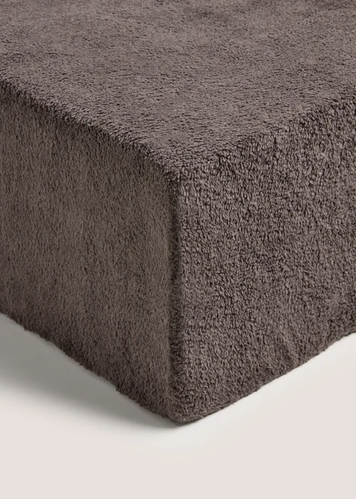 Grey Teddy Fleece Fitted Sheet - Single Image 1