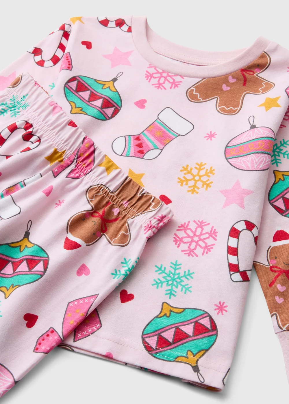 Girls Pink Christmas Bauble Print Pyjama Set (1-13yrs) - 1-1.5 Yrs Image 2
