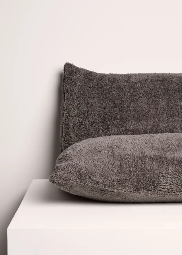 Grey Teddy Fleece Pillowcases