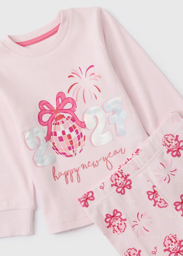 Girls’ Pink New Year 2027 Pyjama Set (1-7yrs)