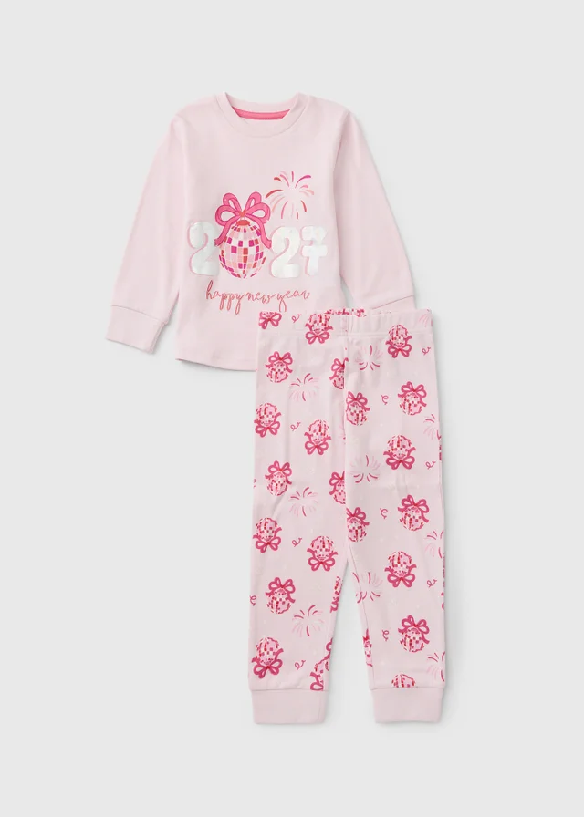 Girls’ Pink New Year 2027 Pyjama Set (1-7yrs)