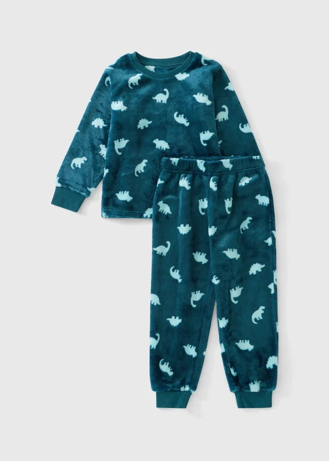 Boys’ Green Dinosaur Fleece Pyjama Set (1-7yrs)