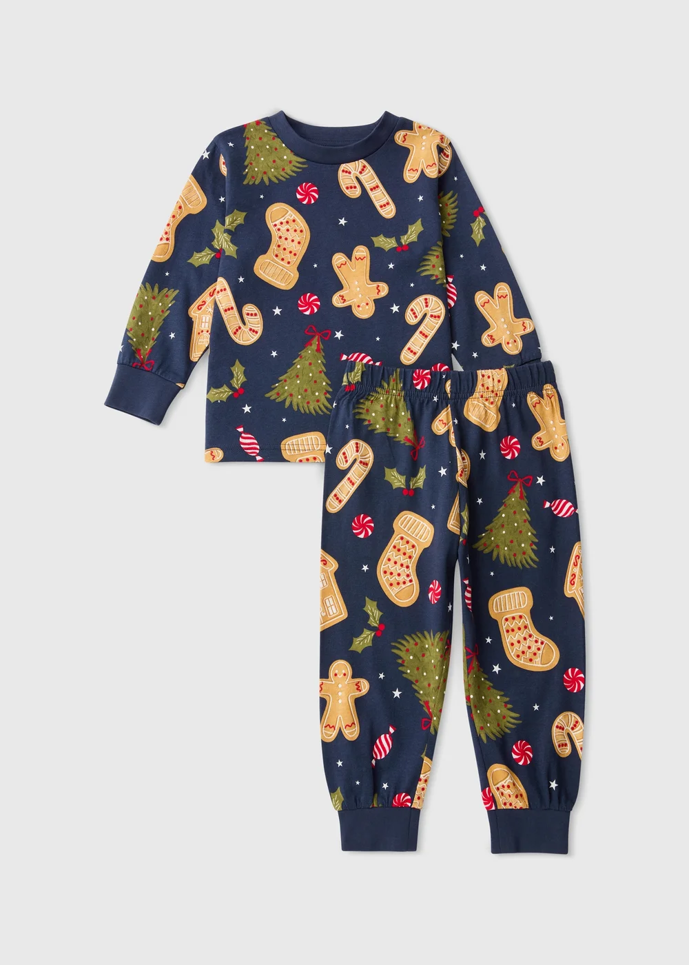 Kids Navy Gingerbread Pyjama Set - 1-1.5 Yrs Image 1