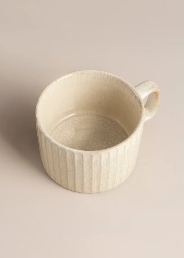 Cream Reactive Ribbed Mug