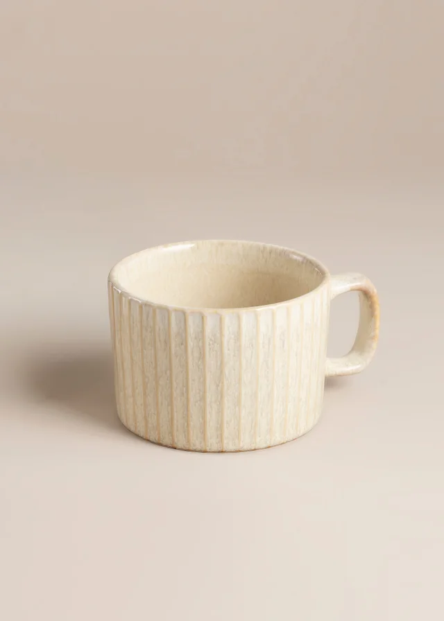Cream Reactive Ribbed Mug