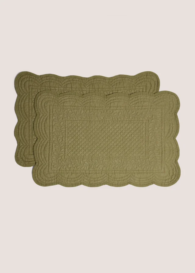 2 Pack Quilted Green Placemats