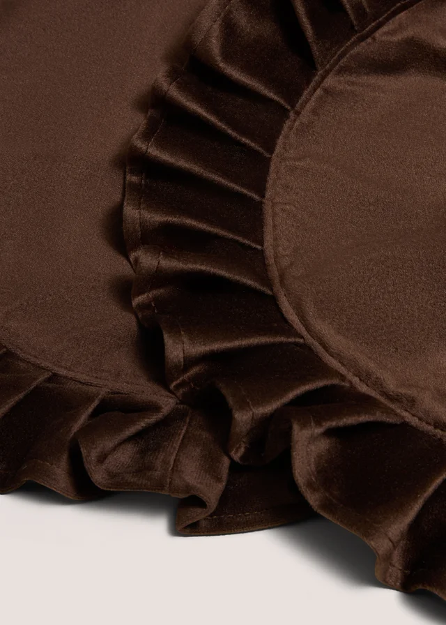 2 Pack Brown Ruffle Placemats