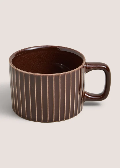 Brown Ribbed Mug Image 1