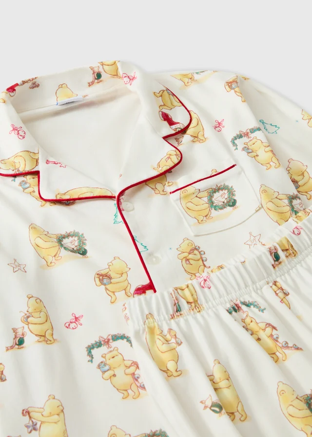 Disney Winnie the Pooh Girls Cream Christmas Pyjama Set (1-12yrs)