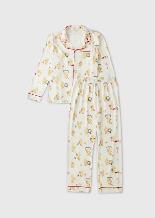Disney Winnie the Pooh Girls Cream Christmas Pyjama Set (1-12yrs) - 1-1.5 Yrs Image 1