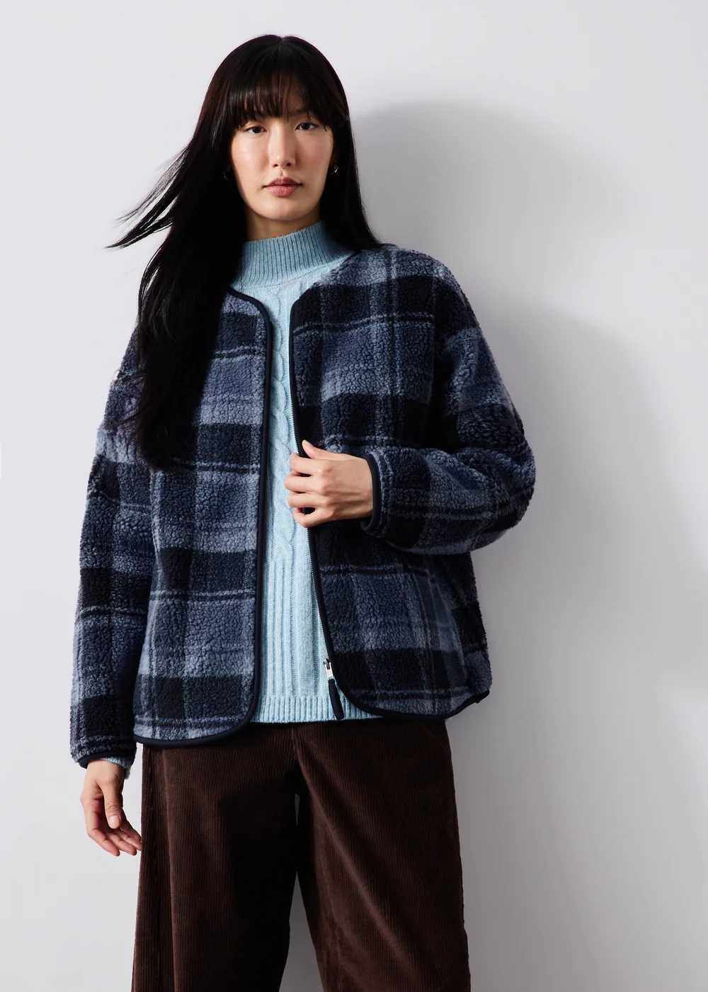 Blue Check Fleece Jacket - XS Image 2