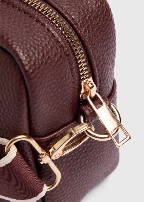 Burgundy Faux Leather Camera Bag - One Size Image 3