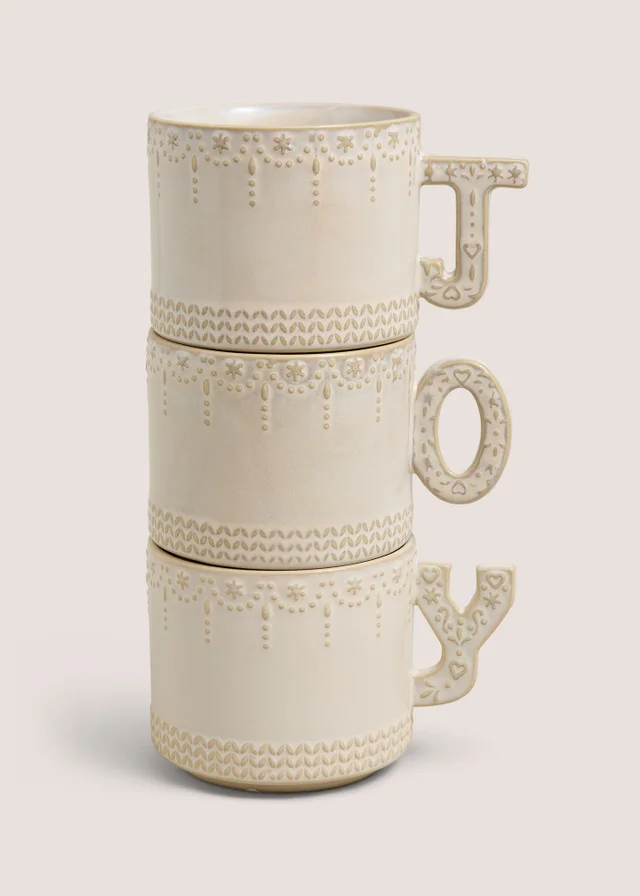 3 Pack Christmas Joy Stackable Mugs