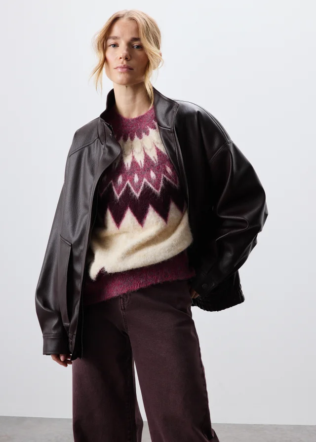 Burgundy Fairisle Knitted Jumper