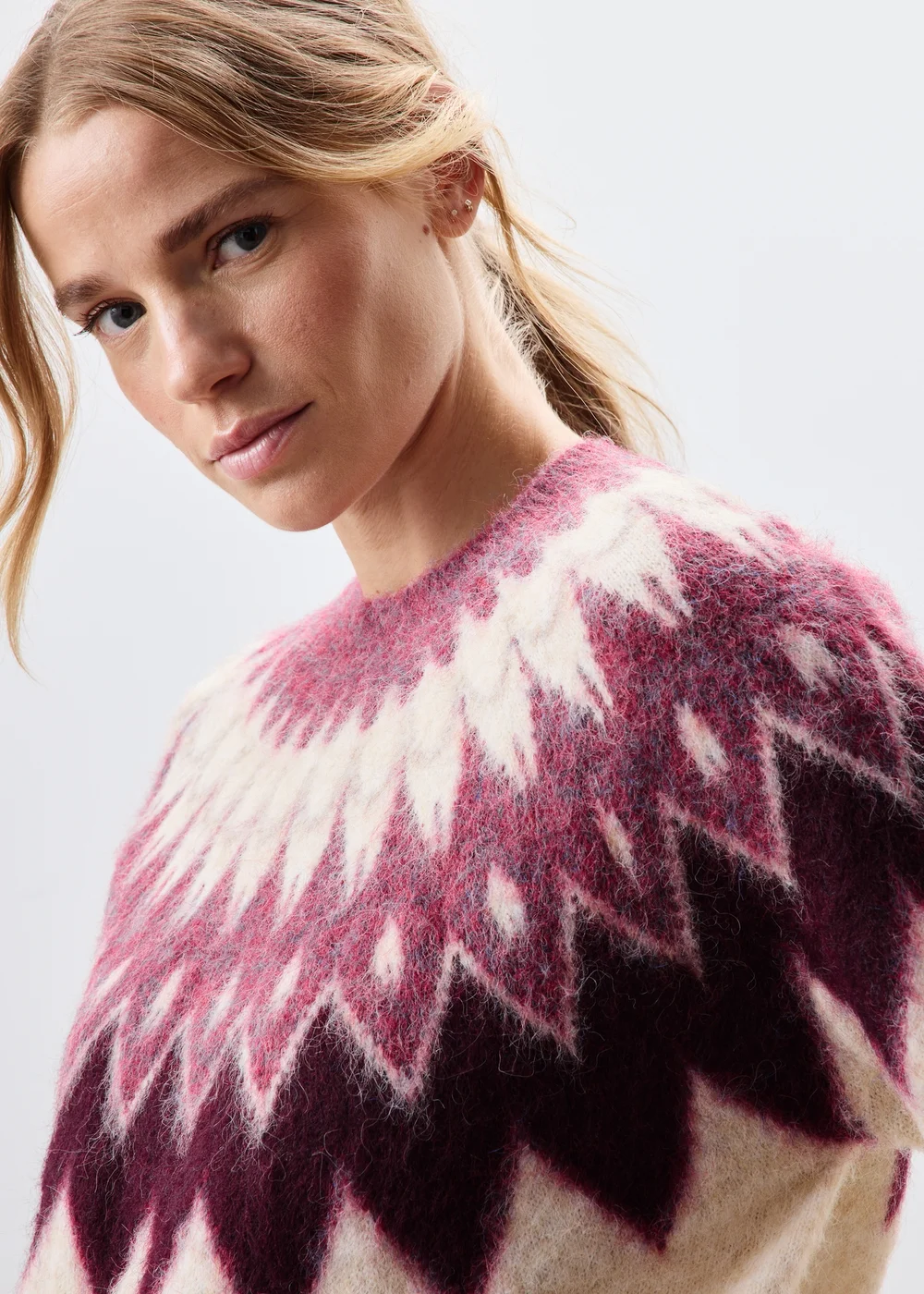 Burgundy Fairisle Knitted Jumper - XS Image 5