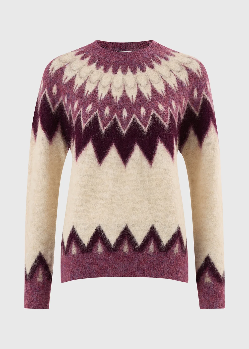 Burgundy Fairisle Knitted Jumper - XS Image 6