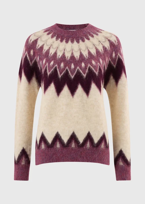 Burgundy Fairisle Knitted Jumper - XS Image 6
