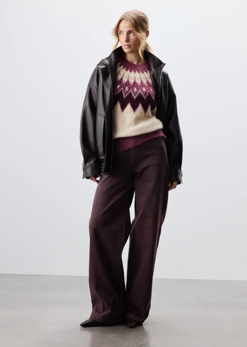 Burgundy Fairisle Knitted Jumper - XS Image 4