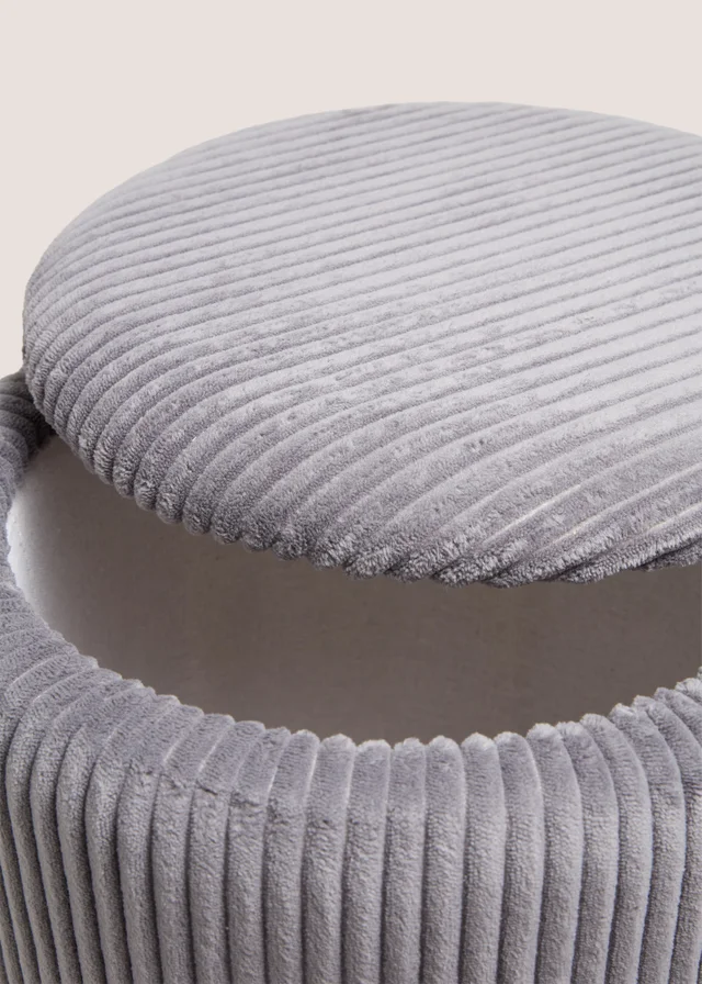 Grey Cord Storage Pouffe