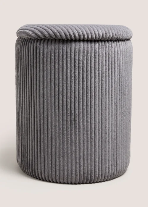 Grey Cord Storage Pouffe Image 1