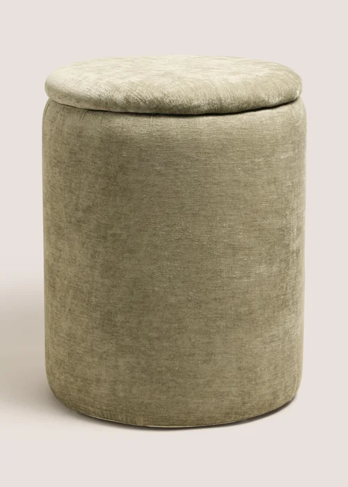 Green Velvet Storage Pouffe Image 1