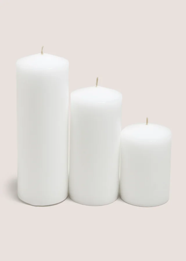 3 Pack White Church Candles