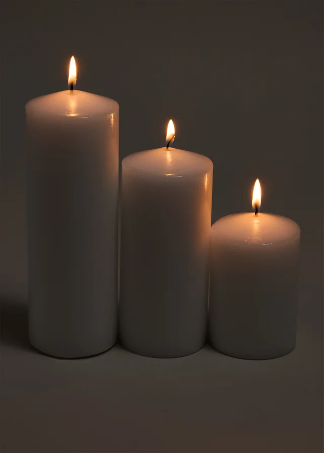 3 Pack White Church Candles