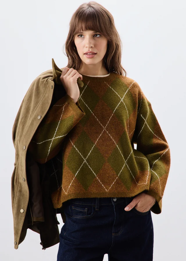 Khaki Argyle Jumper