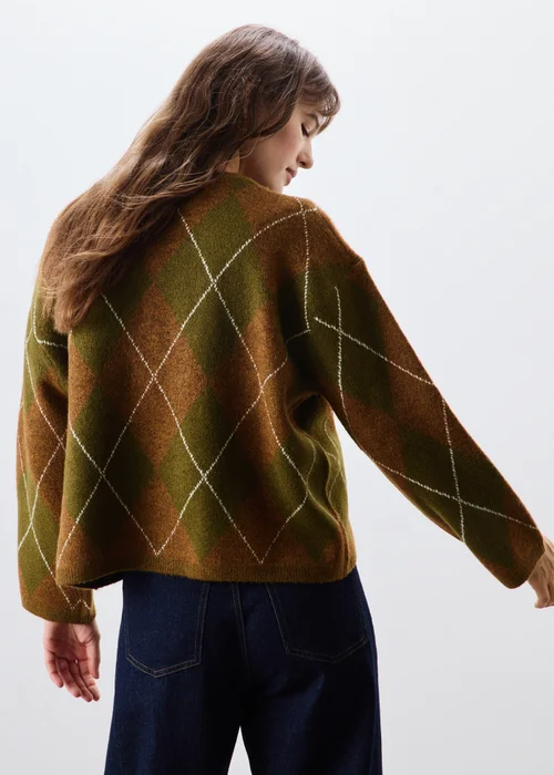Khaki Argyle Jumper - XS Image 3