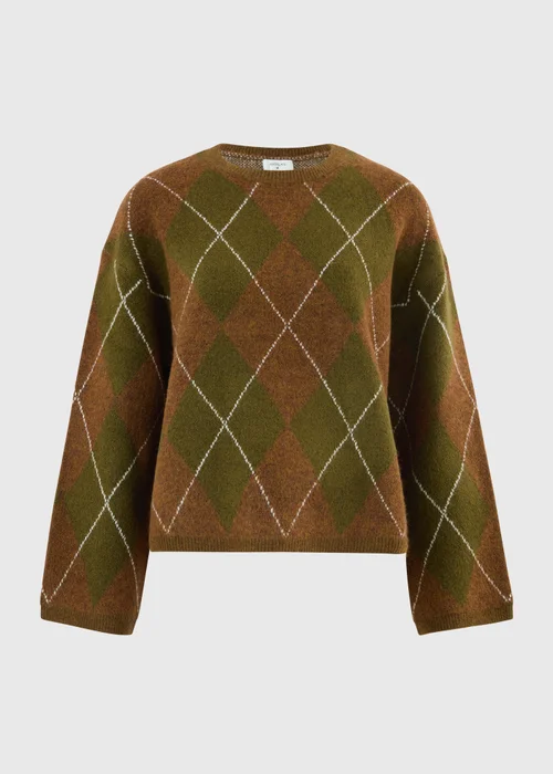 Khaki Argyle Jumper - XS Image 5