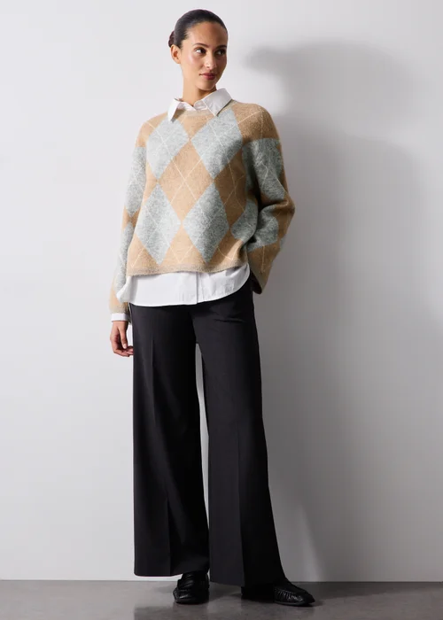 Camel Argyle Jumper - XS Image 4