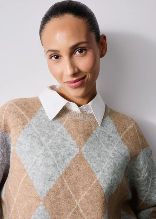Camel Argyle Jumper - XS Image 3