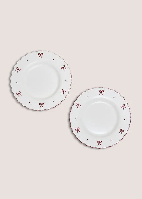 2 Pack Red Bow Side Plates Image 1