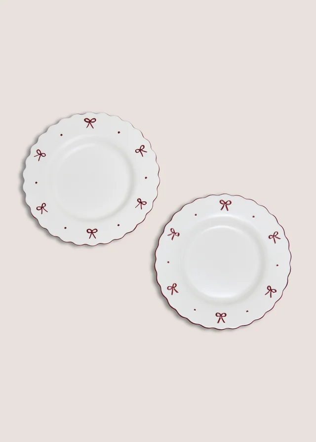 2 Pack Red Bow Side Plates