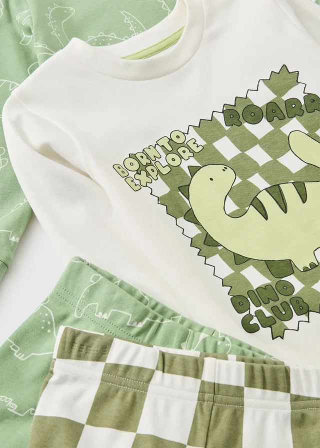 2 Pack Boys Green Dino Pyjama Set (1-7 yrs)