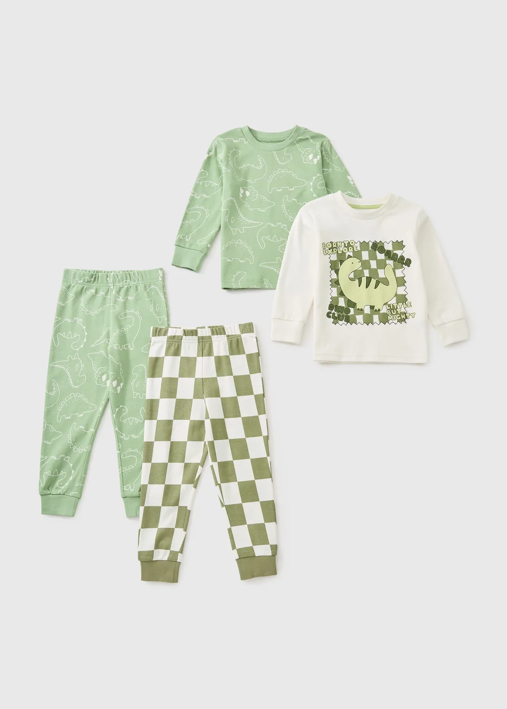 2 Pack Boys Green Dino Pyjama Set (1-7 yrs) - 1-1.5 Yrs Image 1