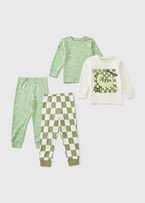 2 Pack Boys Green Dino Pyjama Set (1-7 yrs) - 1-1.5 Yrs Image 1