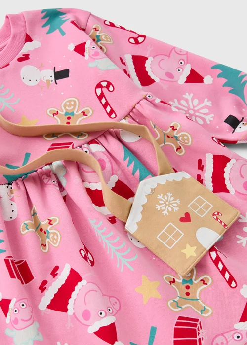 Peppa Pig Kids Pink Christmas Dress & Bag (1-5Yrs) - 1-1.5 Yrs Image 2