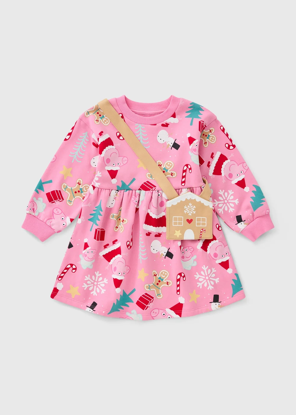 Peppa Pig Kids Pink Christmas Dress & Bag (1-5Yrs) - 1-1.5 Yrs Image 1