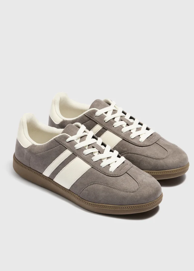 Grey Retro Flat Trainers