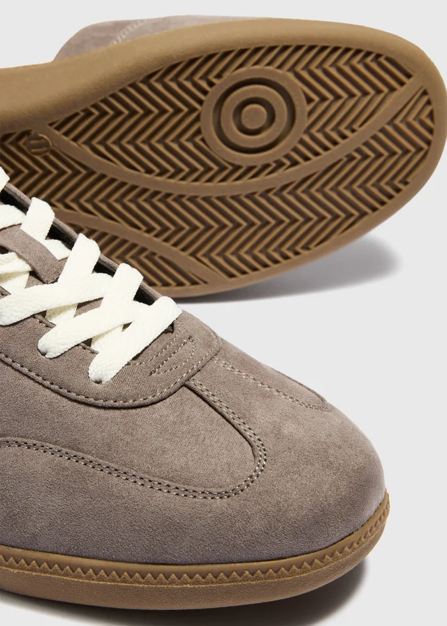 Grey Retro Flat Trainers