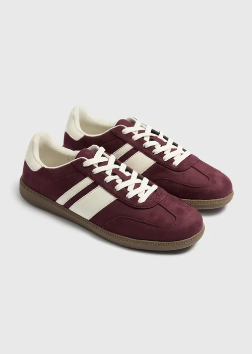 Burgundy Retro Flat Trainers - 6 Image 1