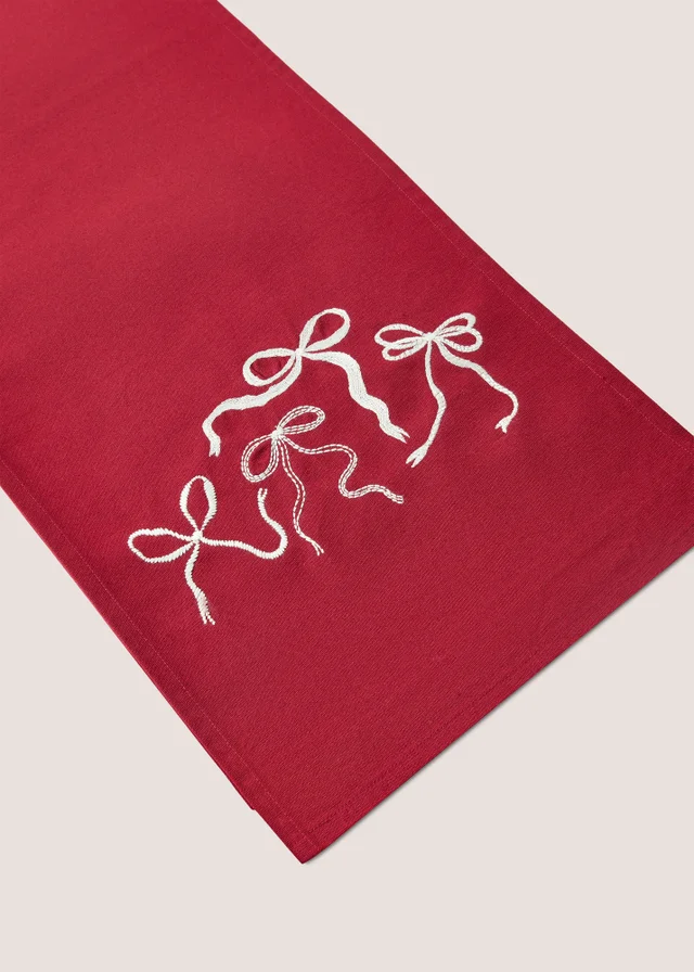 Red Bow Print Table Runner