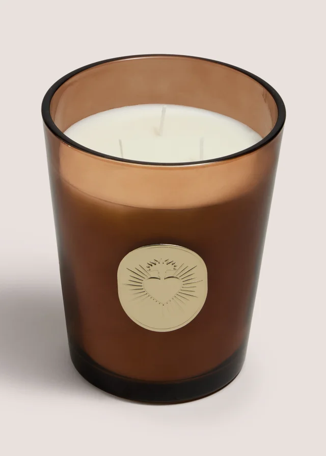 Large Amber Heart Candle