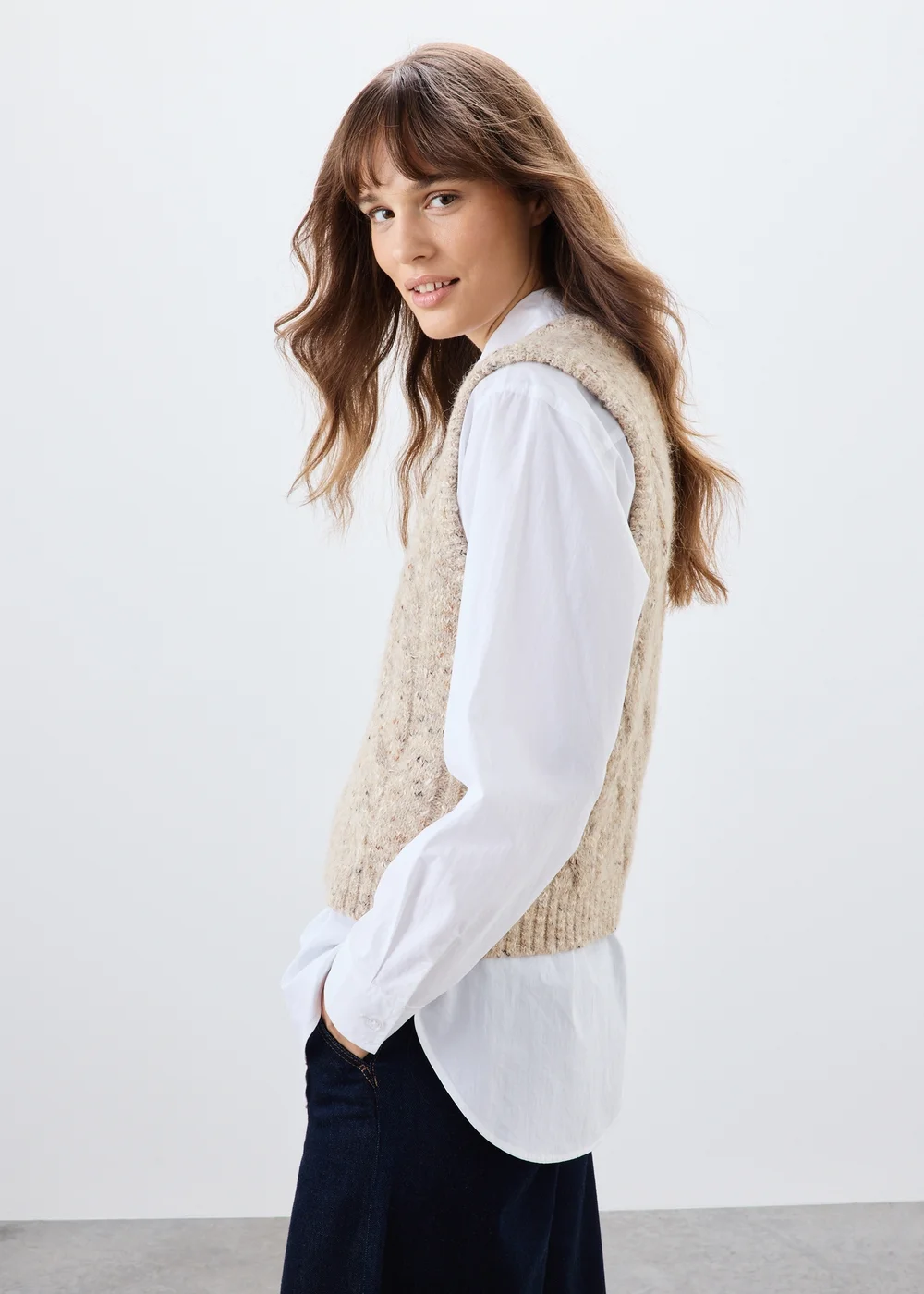 Camel Knitted Vest Top - XS Image 2