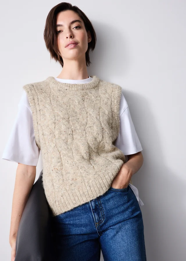 Camel Knitted Vest Top
